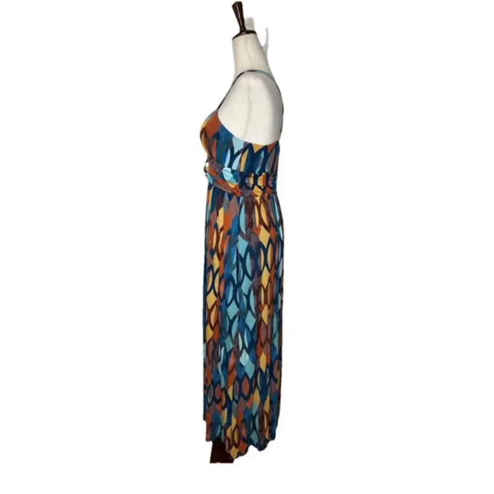 Maeve Anthropologie Small Petite Noetzie Maxi Dress Geometric Crisscross Back - Picture 4 of 9